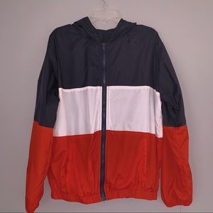 Navy white and red windbreaker